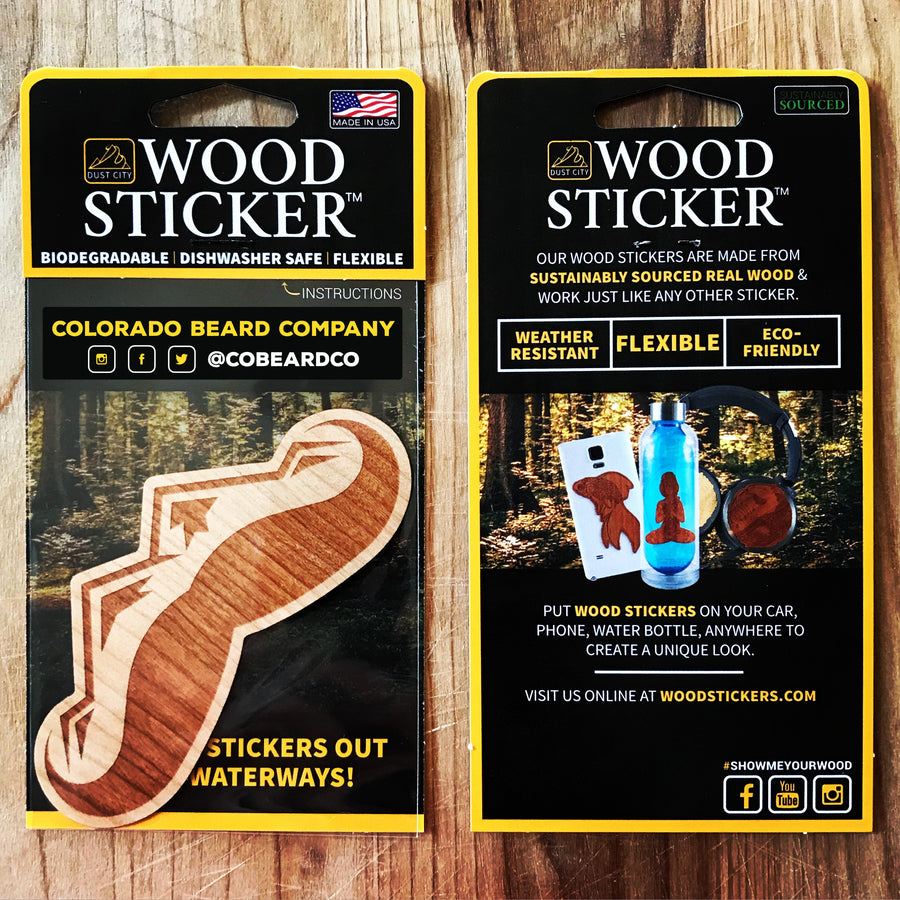 Wood Sticker | Mustache Mountain Logo